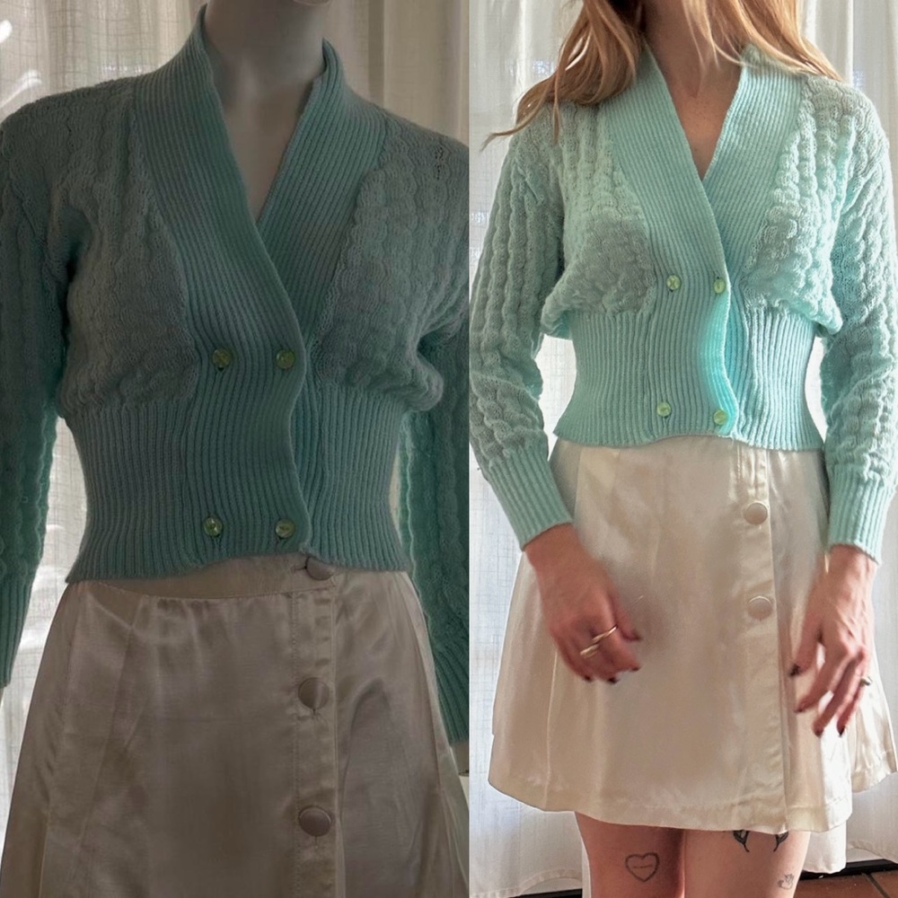 Vintage 50s Bombshell Pinup Cardigan Sweater